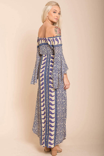 Lilia Tube Maxi Dress Beige Purple