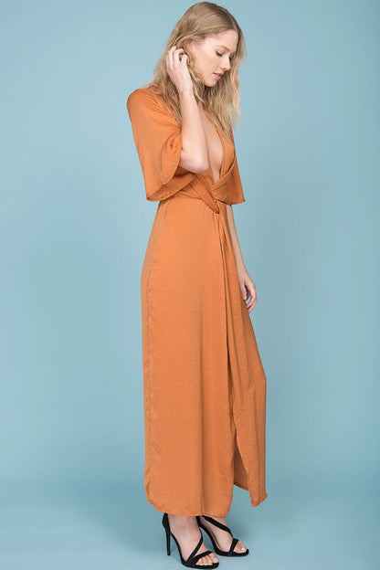 Cleo High Slit Maxi Dress Tan