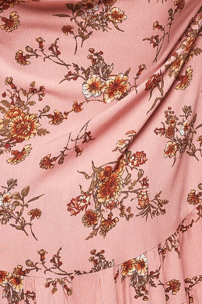 Joyce Floral Hippie Loose Fit Dress Rose