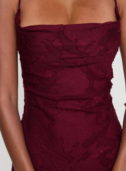 Celena Maxi Dress Burgundy Burnout Petite