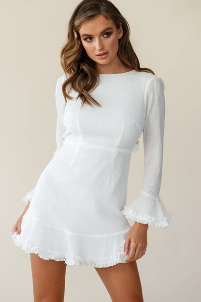 Marta Flared Cuff Cut-Out Back Dress White