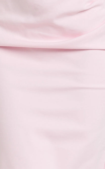 Jamie Midi Dress - Strapless Ruched Fitted Column Dress in Pink