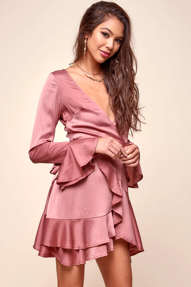 Khandi Peek-a-Boo Back Wrap Dress Midnight Rose