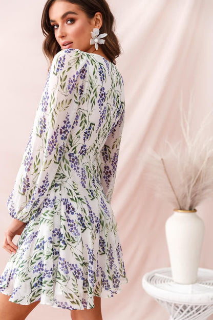 Wisteria Lane Long Sleeve Tea Dress White